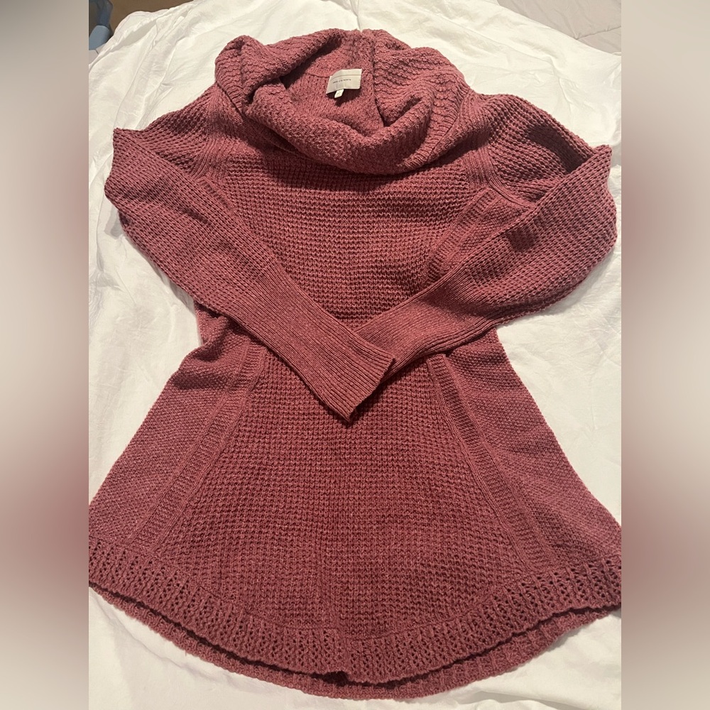 Angel Of The North Pink/Mauve Cowl Neck Tunic-Length Sweater